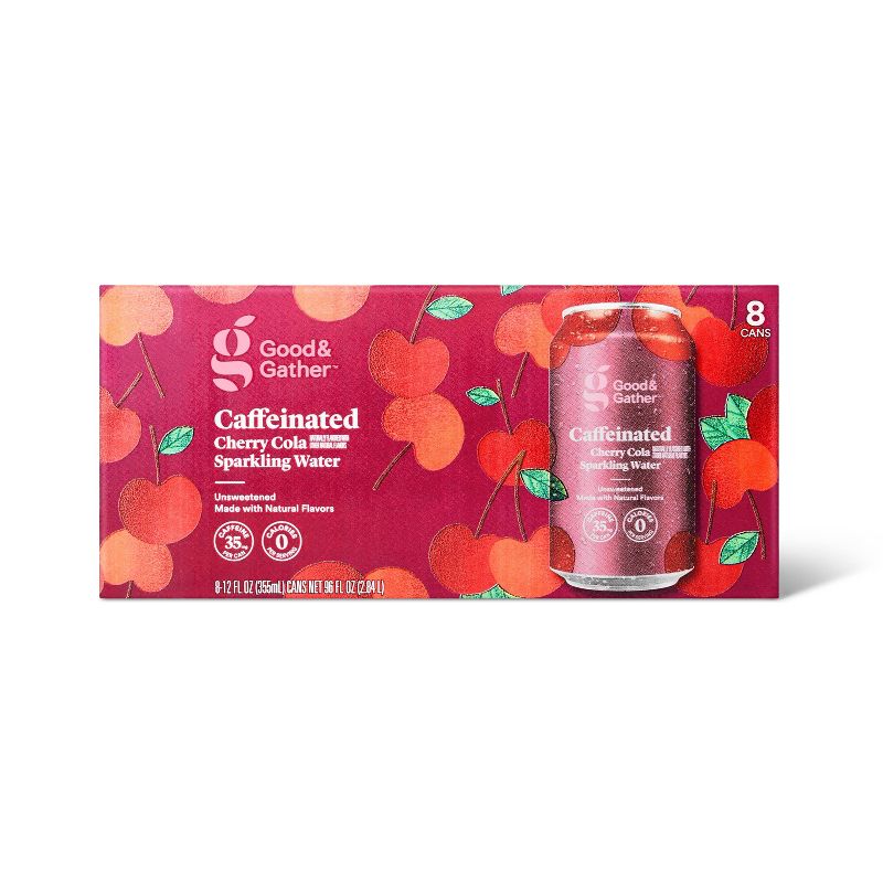 Cherry Cola Caffeinated Sparkling Water - 8pk/12 fl oz Cans - Good &#38; Gather&#8482;, 1 of 9