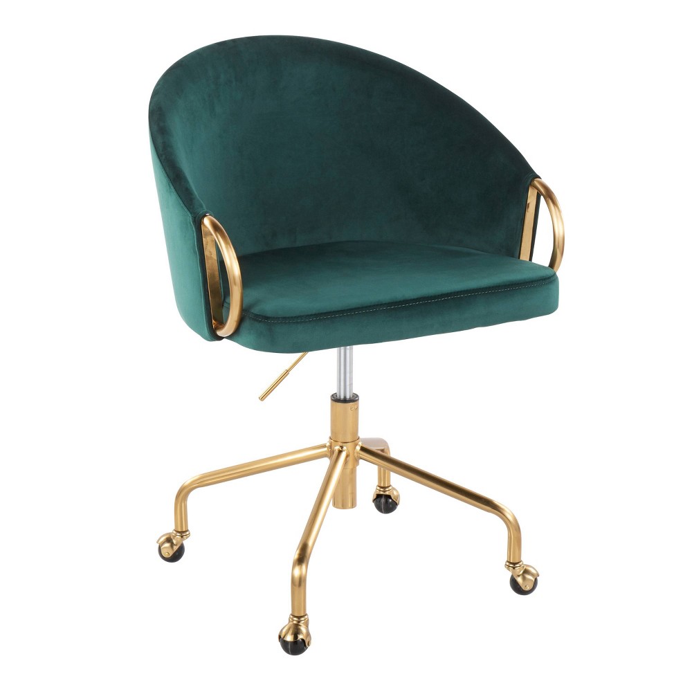 Photos - Computer Chair LumiSource Claire and Glam Task Chair Gold Metal/Green Velvet