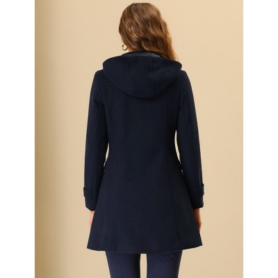 Женские худи Allegra K Women's Stand Collar Double Breasted Outerwear Winter Coat Navy Blue Small — фото 4