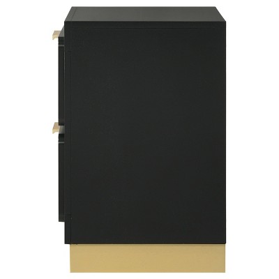 Black and Gold 2-Drawer Modern Nightstand