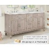 AMERLIFE 60" Bathroom Vanity, Double Sink, Solid Oak Cabinet with Adjustable Storage - Grey - 2 of 4