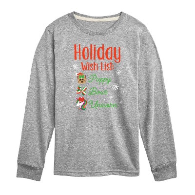 Boys' JoJo Siwa Holiday Wish List Long Sleeve Graphic T-Shirt - Athletic Heather - Medium