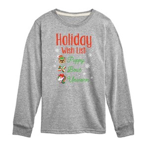Boys' JoJo Siwa Holiday Wish List Long Sleeve Graphic T-Shirt - Athletic Heather - Medium - 1 of 4