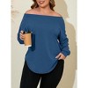 Imily Bela Women's Plus Size Off-Shoulder Long Sleeve Casual T-Shirt with Curved Hem - 4 of 4