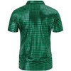 Men's 70s Disco Shirts Shiny Sequins Short Sleeve Party Shirt Slim Fit Nightclub Costume Tops - 3 of 4
