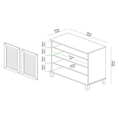 Coolidge Oak Brown Wood 2-Door Shoe Storage Cabinet
