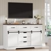 6 Drawers Dresser with  Mirror – Farmhouse Modern Makeup Vanity with Sliding Barn Doors, Spacious Storage Chest for Bedroom & Living Room, White - 3 of 4