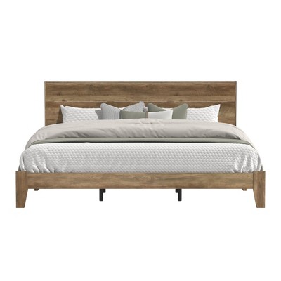 Galano Layton Knotty Oak Brown Wood Frame King Platform Bed With ...