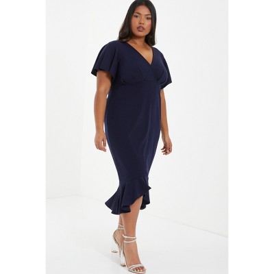 Quiz Women's Plus Size V-neck Frill Hem Midi Dress : Target