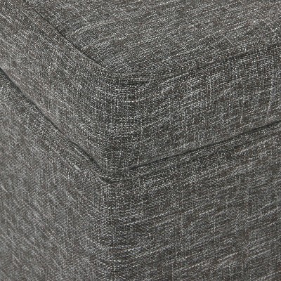 Slate Gray Heathered Tweed Medium Storage Ottoman with Walnut Legs