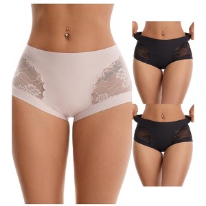 INSPIRE CHIC 3 Packs Women's High Waisted Lace Breathable Full Coverage Tummy Control Briefs Panties - 1 of 4