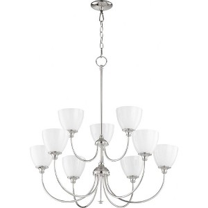 Quorum Lighting Celeste 9-Light Chandelier, Polished Nickel, 32 Width, 33.5 Height, Glass Material, Dry Rated - 1 of 1
