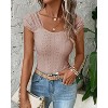 Imily Bela Womens Square Neck Tank Tops Cute Eyelet Cap Sleeve Tee Going Out Slim Fit Backless Shirts - 4 of 4