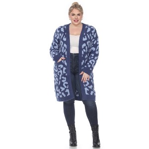 PS Leopard Print Open Front High Pile Fleece  Coat - White Mark - 1 of 4