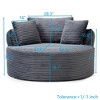 CAVINAS Round Corduroy Floor Chair,Accent Chair with 3 Pillows,Modern Boneless Foam Deep Seat Circle Chaise for Living Room,Bedroom,Office - 3 of 4