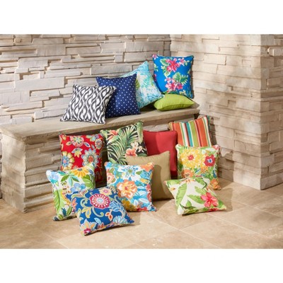 Sunbrella Red Square Outdoor Throw Pillow with Polyester Fill