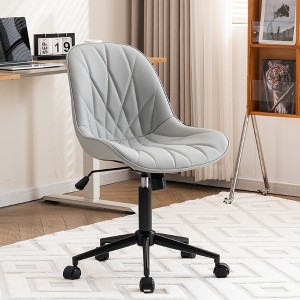 YOUNIKE Modern Upholstered Leather Home Office Desk Chair Swivel Adjustable Rolling Task Nail Tech Chair 24.41"Wx27.56"Dx(33.07-37.8)"H - 1 of 4