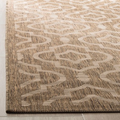 Resort-Style Natural Brown 95" Square Synthetic Outdoor Rug
