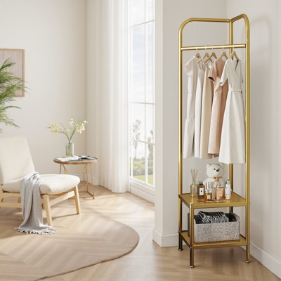 Metal corner hangers, independent hangers with 2-layer storage shelves, floor hangers for corridors, entrances, bedrooms, living rooms, and offices