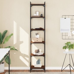 vidaXL Bookcase 6-Tier Brown Oak 15.7 in.x11.8 in.x74 in. Engineered Wood - 1 of 4