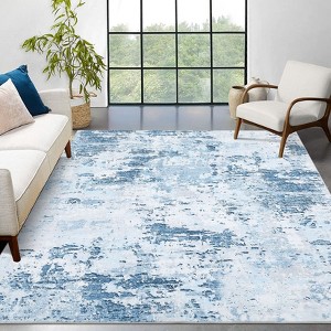 Machine Washable Modern Abstract Rug 9x12 Large Living Room Rug Stain Resistant Indoor Carpet With Non-Slip Backing For Nursery Apartment - 1 of 4