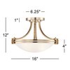 Possini Euro Design Deco Modern Ceiling Light Semi Flush Mount Fixture 16" Wide Warm Brass 2-Light White Glass Bowl for Bedroom Kitchen Living Room - 4 of 4