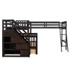 PAGED Simple Wooden Loft Bed Bunk Bed with Desk, Twin Size Bed Frame with Wardrobe, Shelves, Storage Stairs and Guardrail for Bedroom - 3 of 4