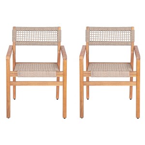 Christopher Knight Home Hamon Outdoor Rope Woven Acacia Wood Dining Chair (Set of 2) - 1 of 4