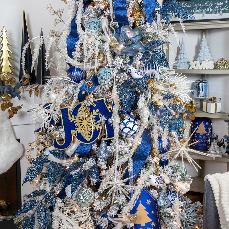 Northlight 4.75" Blue Glitter Swirl Glass Christmas Pendant Ornament, 4 of 6