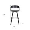 HomeRoots 27" Gray and Black Faux Leather with Metal Swivel Counter Height Bar Chair - 3 of 4