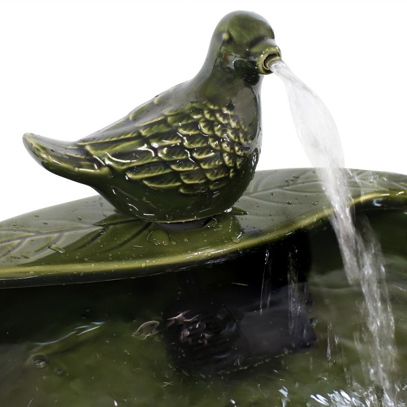 Sunnydaze Outdoor Solar Powered Glazed Ceramic Dove Water Fountain with Submersible Pump and Filter - 7" - Green, 5 of 11