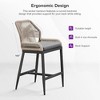PURPLE LEAF Patio Sunbrella Bar Stools Set of 2 Handwoven Wicker Bar Height Stool Modern Aluminum Outdoor Wicker Barstools with Back and Cushion - 4 of 4