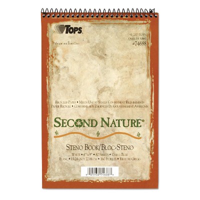Tops Second Nature Spiral Reporter/Steno Book Gregg 6 x 9 White 80 Sheets 74688