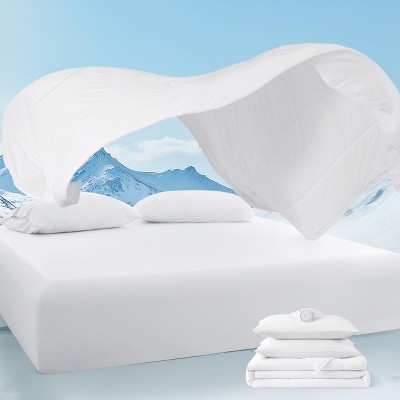Cooling Comforter Set - Ultra Comfort with Cooling Blanket, Wrinkle-Free Deep Pocket Fitted Sheet, Breathable Pillowcase(s) for Skin and Hair Bedding