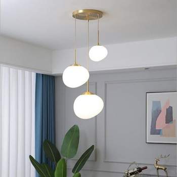 HOMLUX Modern 3-Light White Simple Chandelier Kitchen Island Light Adjustable for Dining Room&Living Room E26 Bulb(without light source)