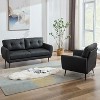 TYBOATLE 61" Faux Leather Loveseat Sofa, Mid-Century Modern Tufted Couch for Small Spaces, Comfy 2-Seater for Living Room, Bedroom, Office - 2 of 4