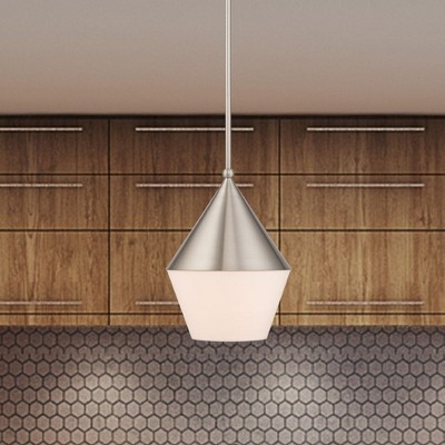 Brushed Nickel Glass Mini Pendant Light for Indoor/Outdoor
