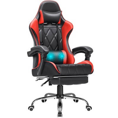 LACOO 2024 Upgraded Faux Leather Massage Gaming Chair with Footrest