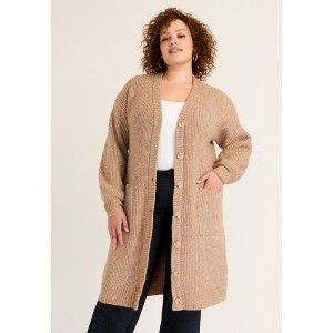June + Vie by Roaman's Midi-Length Button-Down Cardigan - 1 of 4