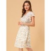 Allegra K Women's Boho Flutter Sleeve V Neck Belted A-Line Wrap Midi Floral Dress - 2 of 4