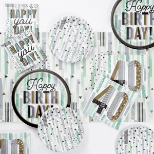 Creative Converting Minted Milestone Chocolate Chip Mint 40th Birthday Tableware Set 8ct - 1 of 4