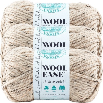  Lion Brand Yarn Wool-Ease Yarn Oatmeal 620-024 (3-Skein) Same  Dyelot Worsted Medium #4 Soft Knitting Yarn 80% Acrylic/20% Wool Bundle  with 1 Artsiga Craft Bag