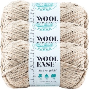(3 Pack) Lion Brand Wool-Ease Thick & Quick Yarn - Oatmeal - 1 of 3
