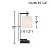 Possini Euro Design Covello 25" High Modern Mission Desk Lamp USB Port AC Power Outlet Black Metal Single White Shade Home Office Living Room Charging - 4 of 4