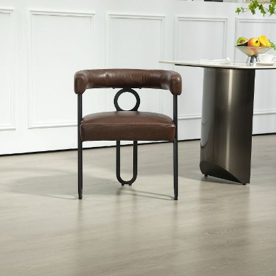 CAVINAS Modern Dining Chair with Soft Cushion and Unique Metal Back Design, Upholstered Accent Side Chair, Set of 2