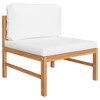 vidaXL Patio Lounge Set - 6 Piece Outdoor Furniture with Cream Cushions - Solid Teak Wood - Includes Corner & Middle Sofa, Table and Footrest. - 4 of 4