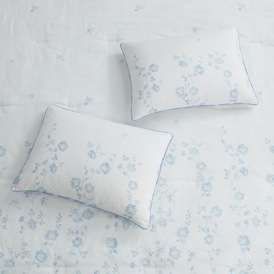 Adeline King Size Blue Floral Comforter Set