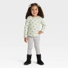 Toddler Girls' Long Sleeve Ribbed Shirt - Cat & Jack™ Light Green 18M - 3 of 3