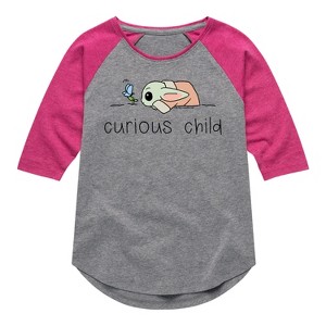 Girls' - The Mandalorian - Curious Child Grogu Shirt Tail Raglan Graphic T-shirt - 1 of 3