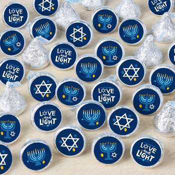 Big Dot of Happiness Hanukkah Menorah - Chanukah Holiday Party Small Round Candy Stickers - Party Favor Labels - 324 Count